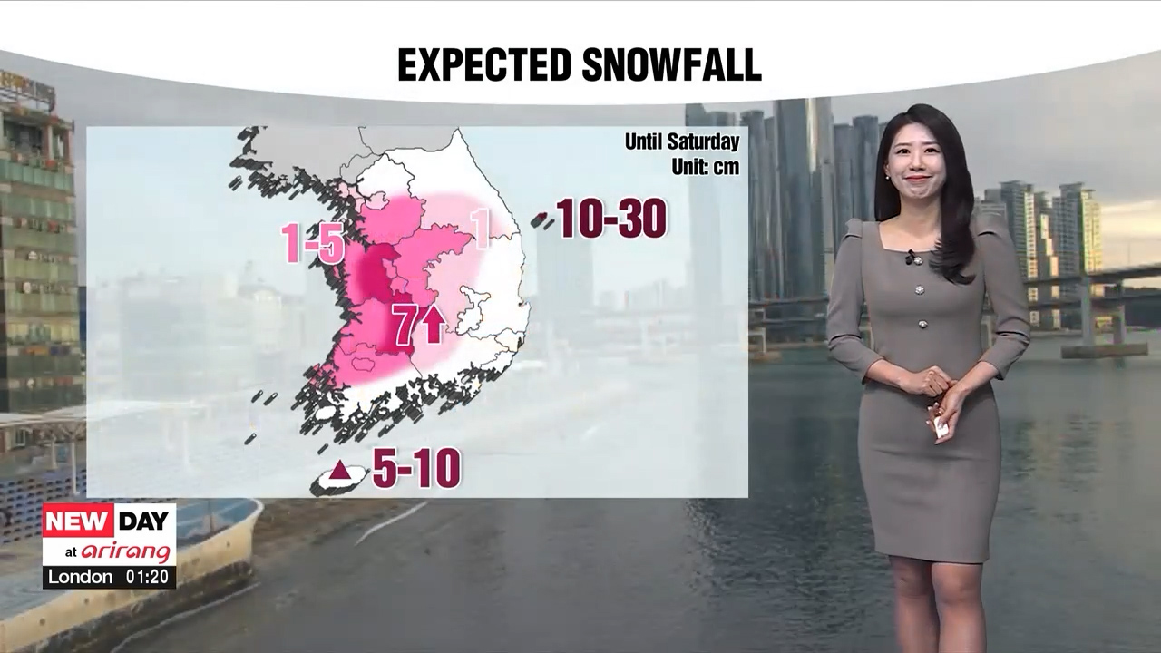 [Weather] Wintry precipitation in west of Korea, colder this weekend